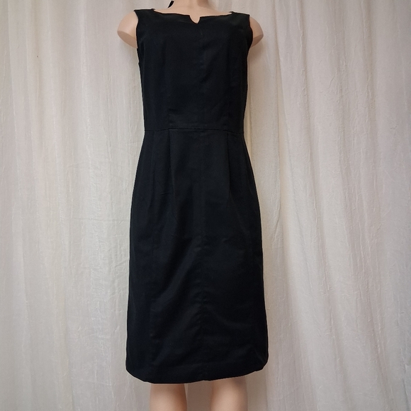 Peck & Peck COLLCTION Elegant Black Sleeveless Midi Dress Wen.Sz 6 98%cotton - Picture 1 of 16
